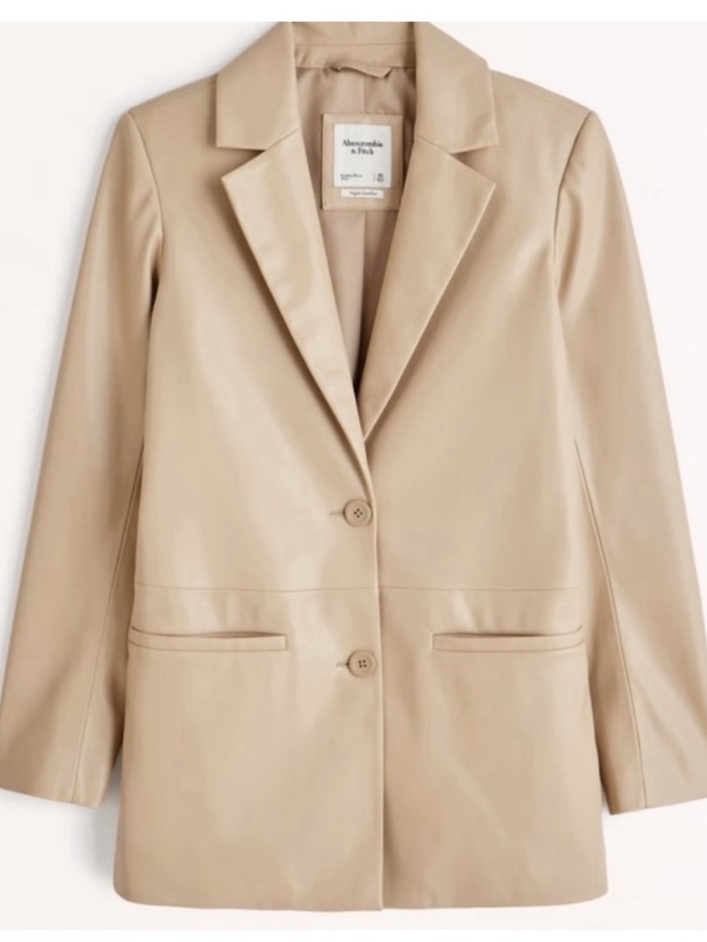 Abercrombie & Fitch Vegan Leather Aingle Tan Blazer Large